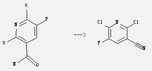 2,6-Dichloro-5-fluoro-3-pyridinecarbonitrile can be prepared by 5-fluoro-2,6-dihydroxy-nicotinamide